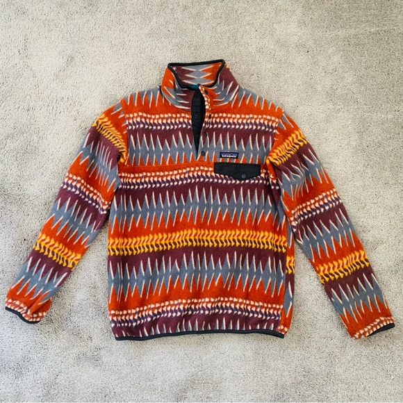 EUC RARE PATAGONIA SYNCHILLA LAUGHING WATERS RUBY RED FLEECE - Picture 2 of 3